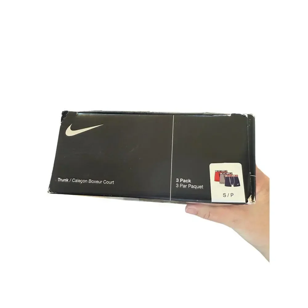 Nike Men's Obsidian Cool Gray Red Dri-FIT Essential Cotton Stretch Size S 3 Pack